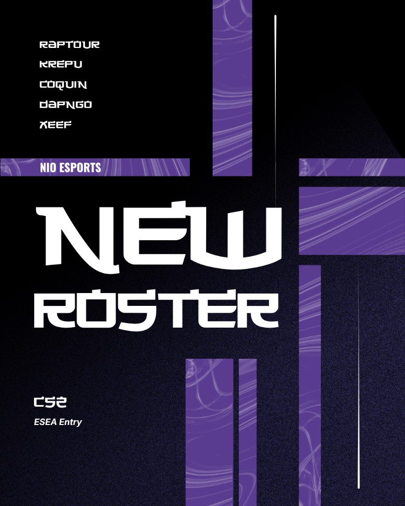 Affiche NIO Esports : nouveau roster CS2 saison 59 ESEA Entry